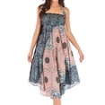 thumbnail image 4 of SWSMCLT Women's Midi Summer Dress Ladies Casual Sundress Gypsy Handkerchief Asymmetric Flowy Long Beach Skirt Hippie Boho Dresses Billowy Swing Pleated Patterned2 Teal Green Small-Large, 4 of 5