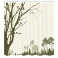 thumbnail image 3 of Ambesonne Landscape Shower Curtain, Forest Birds on Tree, 69"Wx70"L, Olive Green Cream, 3 of 3