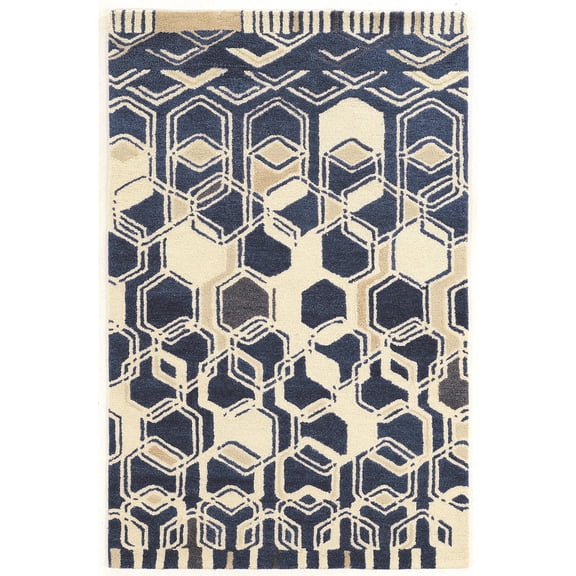 Riverbay Furniture 8' x 11' Hand Tufted Rug in Ivory and Navy