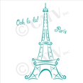 thumbnail image 2 of Eiffel Tower Ooh La La Paris Vinyl Wall Decal Sticker 6 foot tall Eiffel Tower Decals - Size: 72"H x 39"L - Color: Turquoise, 2 of 5