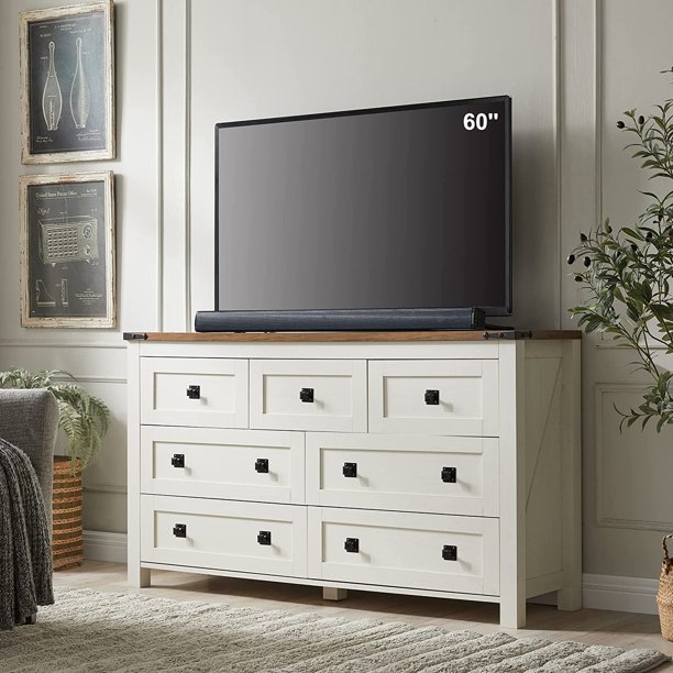 Farmhouse 8 Drawers Dresser Chests for Bedroom Wood Rustic Wide Chset