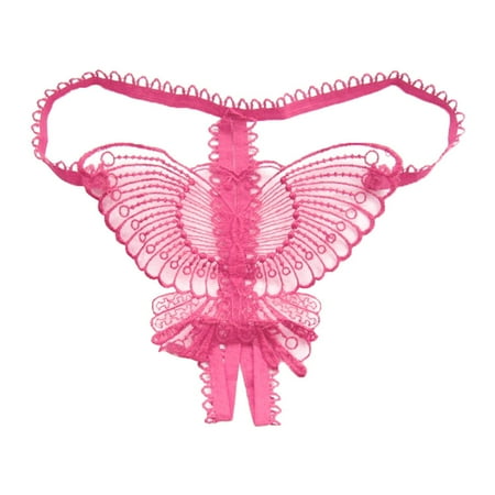 

BallsFHK Panties for Women Sexy Butterfly Lace Micro Women Open Thongs G Strings Transparent Underwear HOT