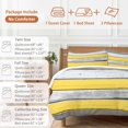 thumbnail image 6 of Coastal Style Bedding Duvet Cover Set Queen Size 4 Pieces Retro Gray Yellow Stripes Wood Texture Bedding Set with Zipper Closure, 1 Comforter Cover 90x92 Inches 1 Flat Sheet & 2 Pillow Cases, 6 of 7