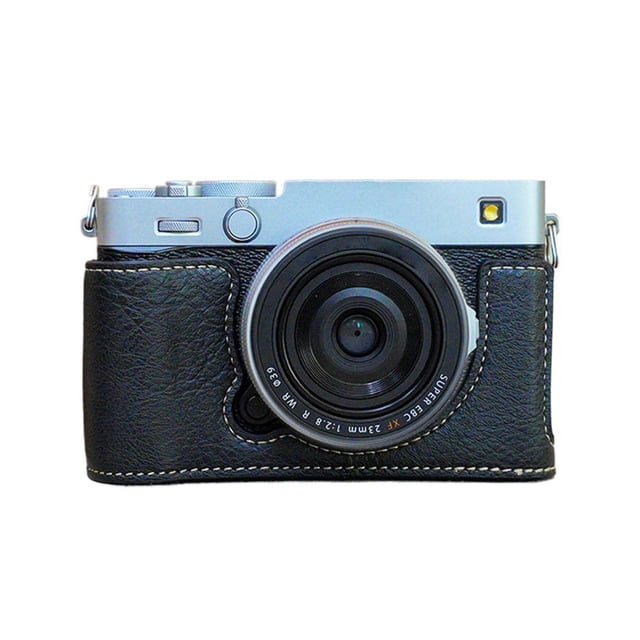 Half Leather Case for Camera with Precise Fit, Microfiber Lining, Easy Battery Access, and Quick-Release Screw Hole
