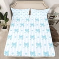 thumbnail image 2 of jejeloiu Blue Bowknot Bow Twin Sheet Sets,Cute Ribbon Bow Tie Bedding For Girl Teens 3-Piece, 2 of 7