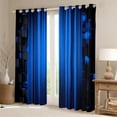 thumbnail image 2 of Manfei 3D Neon Stripes Kitchen Curtains, Vertical Lines Black Out Curtains Pack of 2 (42x63 Each), Blue Black, 2 of 6
