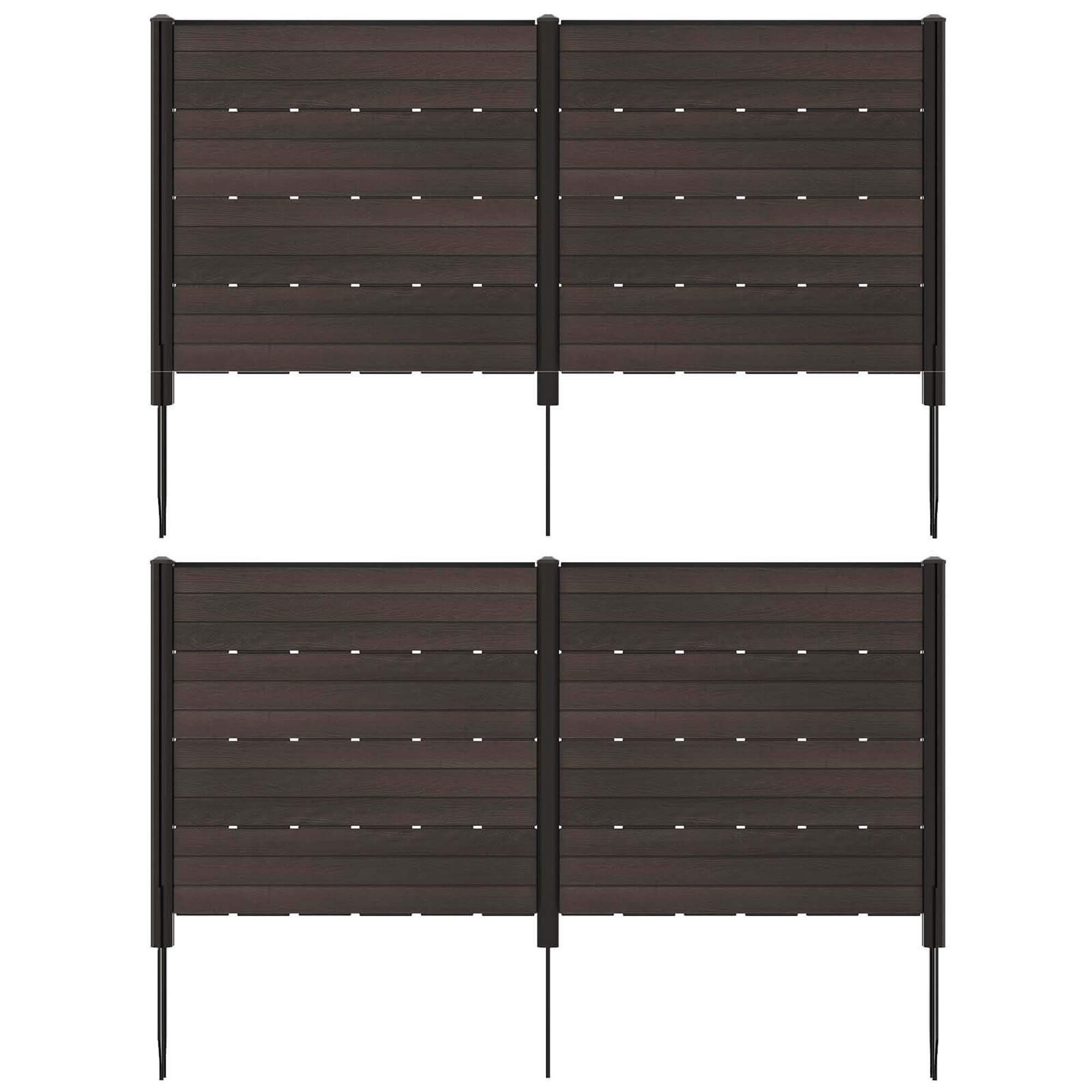 Costway 2 PCS 48" L x 46" H Air Conditioner Fence Outdoor Privacy Fence Screen Brown