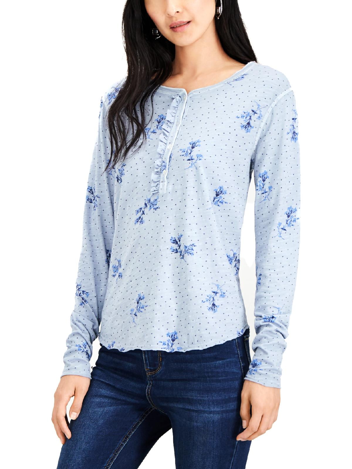 Lucky Brand Lucky Brand Womens Floral HiLow Henley Top