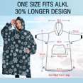 thumbnail image 4 of Oversized Wearable Blanket Hoodie,Dark Blue Christmas Snowflake Pattern Sherpa Blanket Hoodie with Super Pockets,Super Warm Fuzzy Pullover for Women & Men, 4 of 6