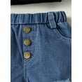 thumbnail image 5 of Coduop Kids Girls Pants Suit,Short Sleeve Boat Neckline Crop Top and Jean Shorts Outfit Set, 5 of 7