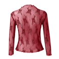 thumbnail image 6 of FEIFLY Mesh Long Sleeve Layering Tops For Women Neck Floral Embroidery Sheer See Through Tee Shirt Blouse Solid Color Trendy Female Tops, 6 of 6