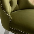 thumbnail image 6 of PORKISS Dining Chairs, Modern Velvet Upholstered Chairs with Chrome Stainless Steel Plating Legs, Tufted Solid Wood Kitchen Chairs Set of 2 with Nailhead Trim and Back Ring, Olive Green, 6 of 10