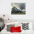 thumbnail image 5 of Nawypu Farmhouse Old Truck Canvas Wall Art, Old Barn Pictures Wall Art, Country Vintage Pickup Truck Canvas Prints, Blue Truck With White Petunias Art Prints for Country Farmhouse Decor, 5 of 5