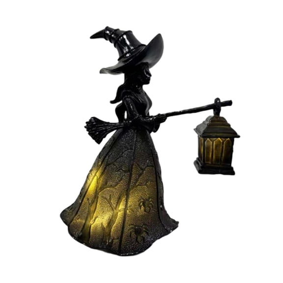Witch Lamp Standing Decor Vintage Lantern Resin Gothic Gift for Office Home Halloween Party Decoration