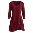 thumbnail image 1 of DPTALR Grande Taille Femme Col Rond Manches Longues Uni Bouton Patchwork Hauts Asymétriques Chandail, 1 of 5