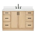 thumbnail image 2 of Ariel Kelly 55 Inch Single Oval Sink Bathroom Vanity With Pure White Quartz Countertop 1.5 Inch Edge In White Oak, 2 of 12