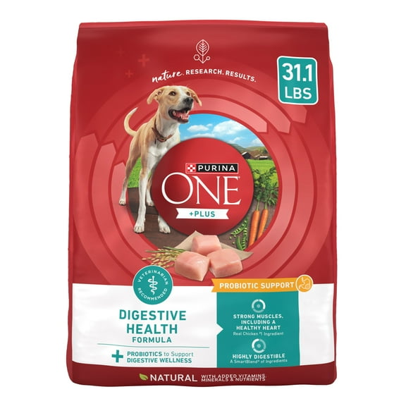 Purina ONE Dog Digestive Support, Natural Dry Dog Food,  Plus Digestive Health Formula, 16.5 lb. Bag