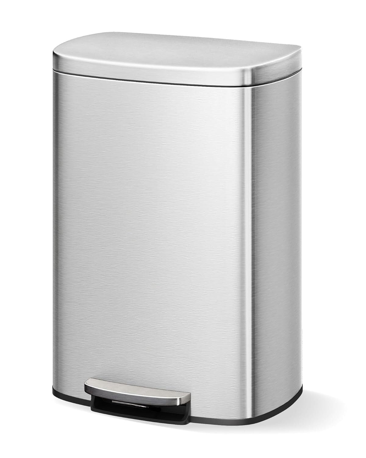 EuKer 13 Gal Stainless Steel Trash Can with Removable Inner Bucket for Kitchen, Bathroom, Silver