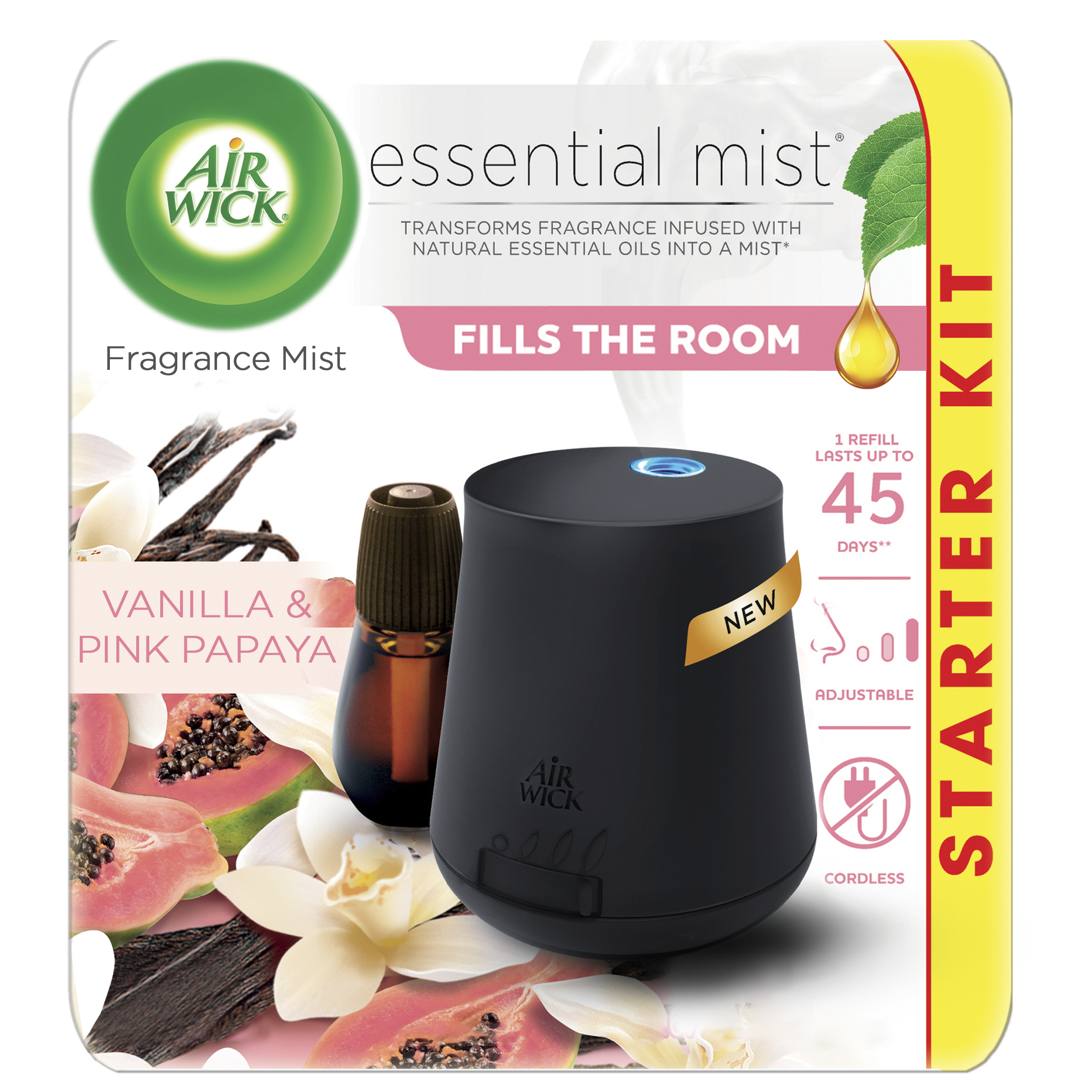 Air Wick Essential Mist Starter Kit Diffuser Refill Vanilla And 