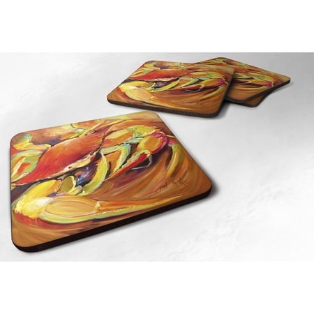 Carolines Treasures JMK1250FC Crab Spice Foam Coaster Set of 4 3 1/2 x 3 1/2 multicolor