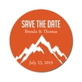 thumbnail image 1 of Darling Souvenir Round 45 Pcs Snowy Mountain Save The Date Stickers Personalized Bride Groom Names And Date Envelope Seals - Orange, 1 of 4