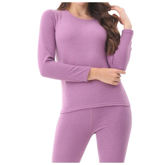 JIKNTTR Thermal Underwear Set For Women Long Johns Lined Base Layer Top Bottom Set 2 Piece Fashionable Breathable Soft Pajama Set Thermal Underwear for Women Set