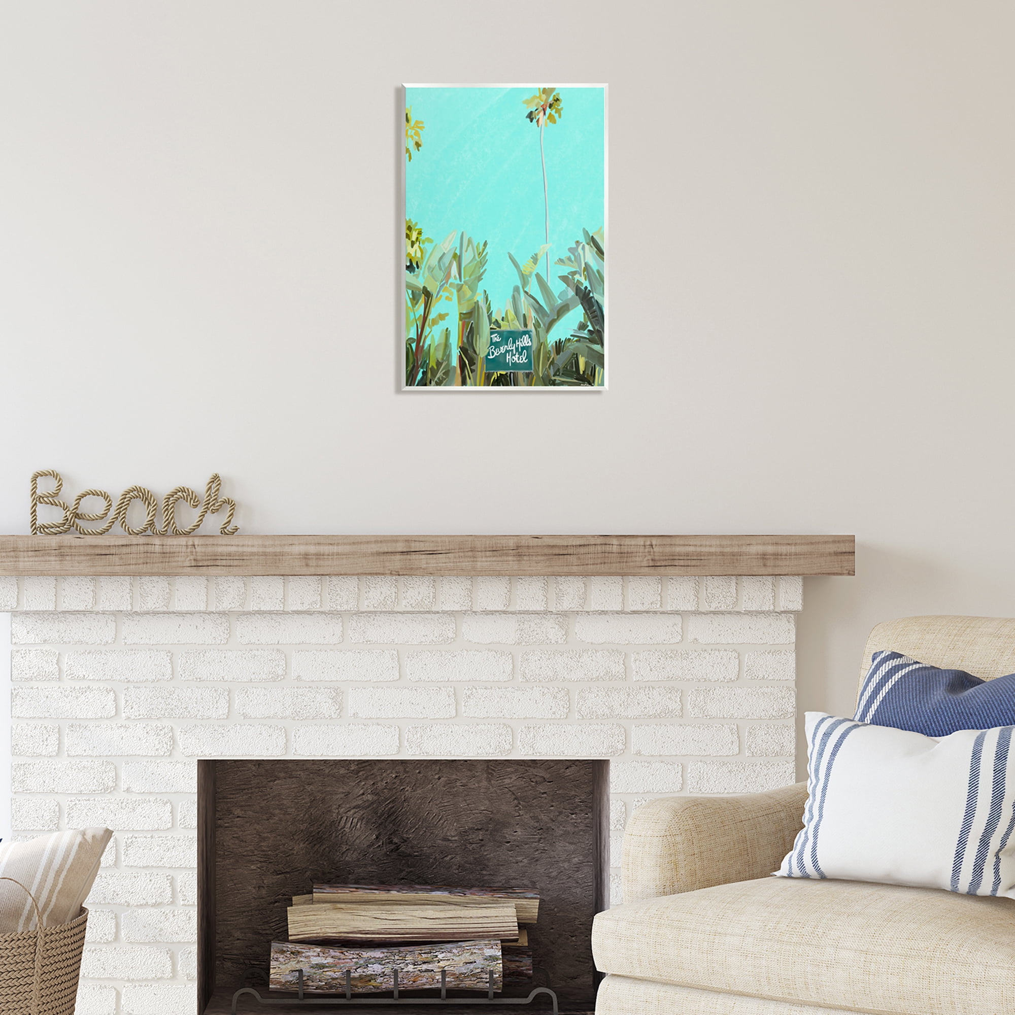 Stupell Industries Beverly Hills Hotel Tropical Palms Coastal Painting Unframed Art Print Wall Art