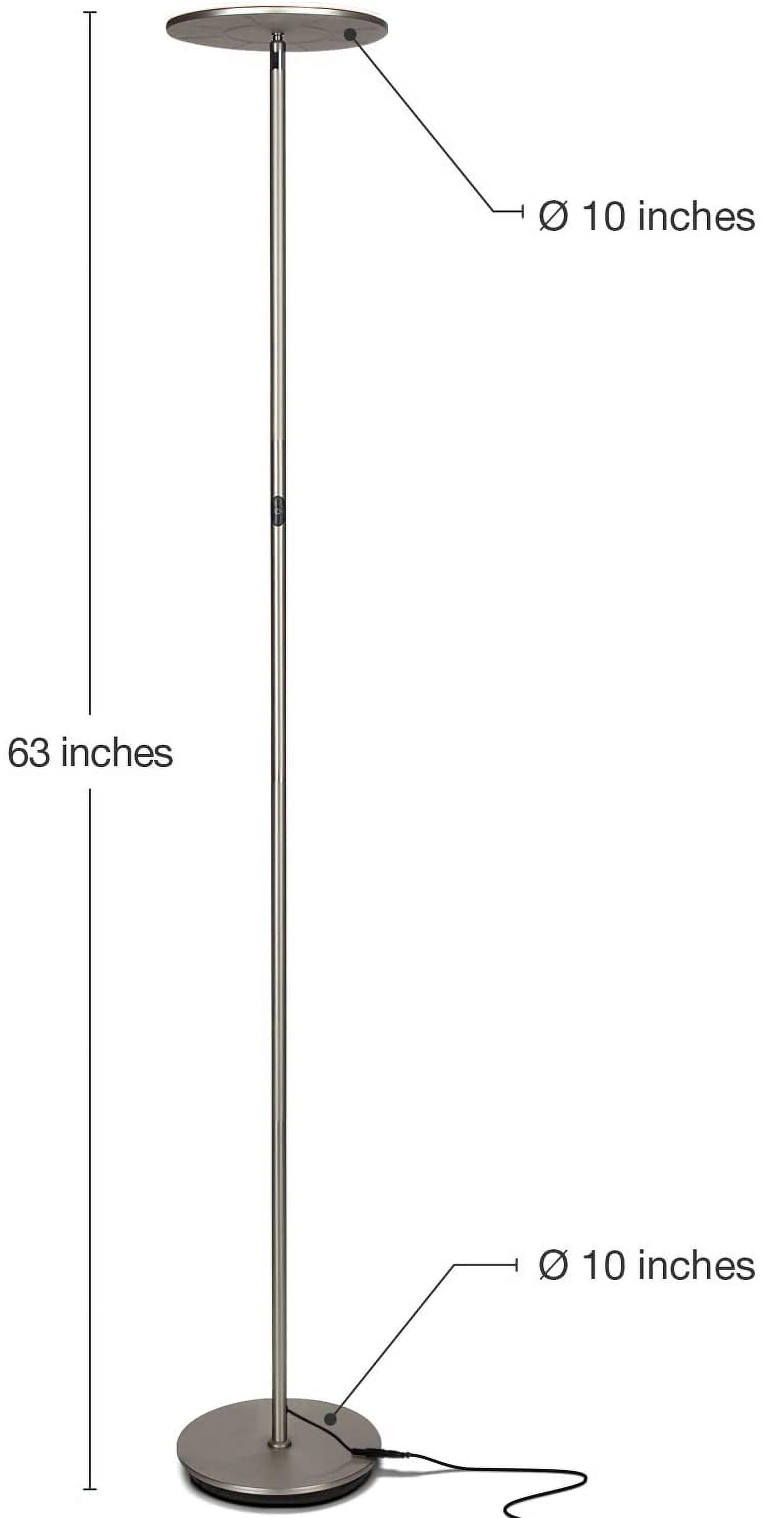 Brightech Sky 63 in. Platinum Silver Torchiere LED Floor Lamp