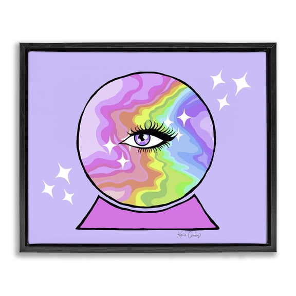 Stupell Industries Mystical Crystal Ball Eye Abstract Painting Black Floater Framed Canvas Art Print Wall Art, 21 x 17
