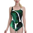thumbnail image 1 of Maillot de Bain une Pièce à Col en V Profond Redbubble Feuilles de Banane Monokini de Plage, 1 of 5
