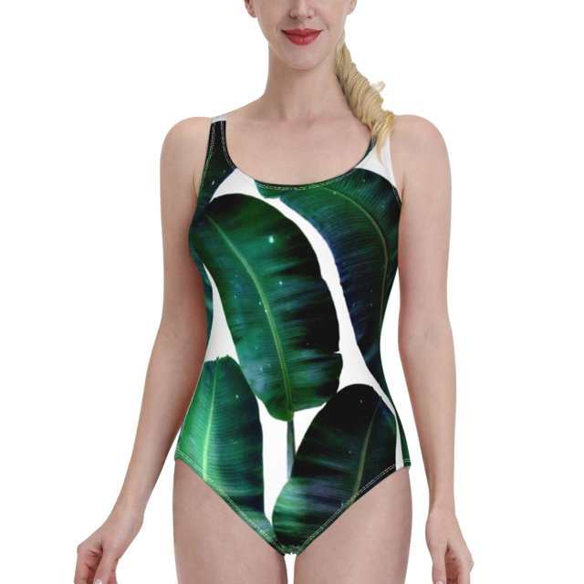 Maillot de Bain une Pièce à Col en V Profond Redbubble Feuilles de Banane Monokini de Plage