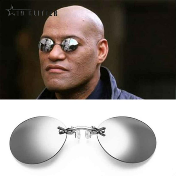Clip en la nariz gafas redondas sin montura Matrix Morpheus gafas de sol Mini sin marco Vintage hombres gafas UV400 Tan Jianjun unisex Bodega Aurrera en linea