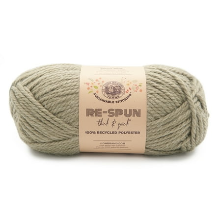 UPC: 0842093130475 | Lion Brand Yarn Re-Spun Thick & Quick Olive Branch Super Bulky Recycled Polyester Green Yarn 1 Pack