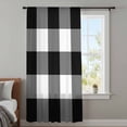 thumbnail image 3 of Black White Plaid Semi Sheer Curtains Drapes for Living Room,Bedroom,French Doors Window 108 Inches Long,Farmhouse Modern Abstract Art Buffalo Rod Pocket Chiffon Curtain Drapery Voile Draperies Panel, 3 of 8