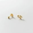 thumbnail image 6 of K-KED 925 Sterling Silver Plain Crystal # Mark Stud Earrings Simple Studs-Gold, 6 of 6