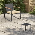 thumbnail image 3 of Aiho 3-Piece Wicker Patio Set with Rocking Chairs & Coffee Table - Outdoor Garden, Beige, 3 of 9