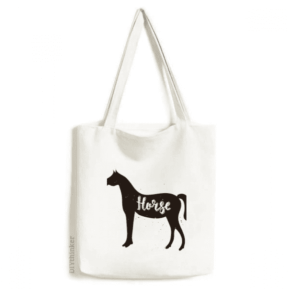 Horse Black And White Animal Tote Canvas Bag Shopping Satchel Casual Handbag