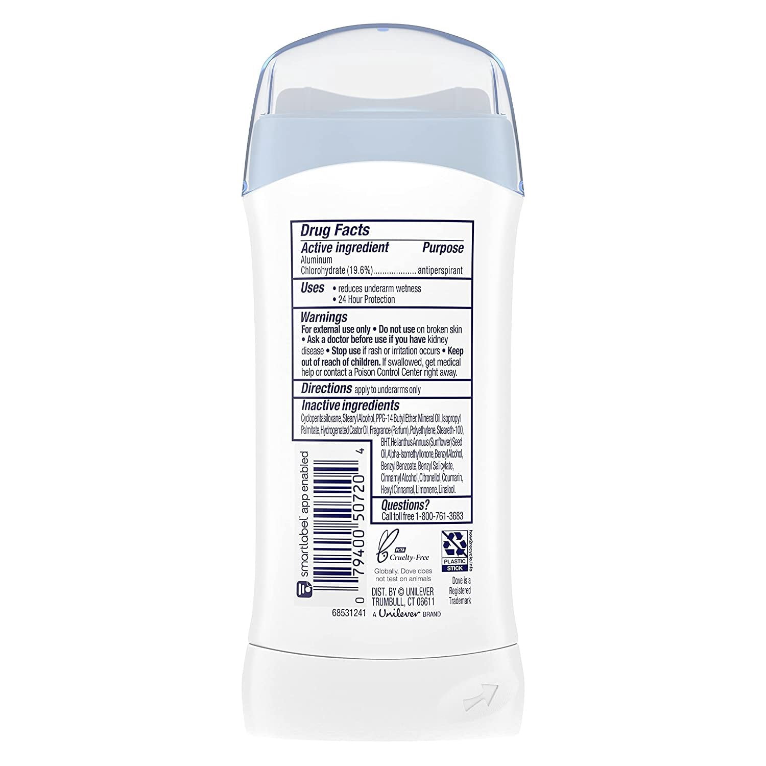 Dove Antiperspirant Deo Invisible Sweat & Odor Protect Powder, 2.6 oz 9 Pack