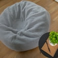 thumbnail image 3 of Emma + Oliver Large Gray Faux Sherpa Refillable Bean Bag Chair for Kids and Teens, 3 of 12