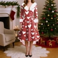 thumbnail image 2 of Valentines Day Dresses for Women V Neck High Low Vintage Valentines Day Costumes A-Line Swing Holiday Cocktail Dress Red XL, 2 of 5
