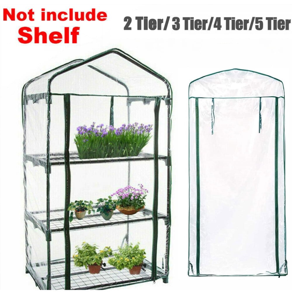3-5 Tier Shelves Mini Greenhouse Outdoor Indoor Clear PVC Cover Zipper Roll Up 