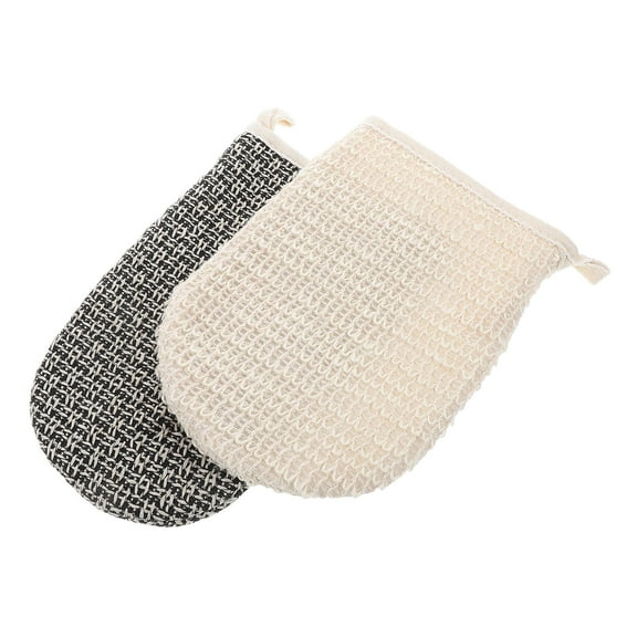 LOLIPPYY 2Pcs Bath Mitten Loofah Gloves Exfoliating Body Scrubber Sisal Material 8.7X5.5In