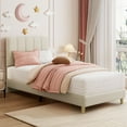 thumbnail image 3 of Danolapsi Twin Bed Frame,Boucle Upholstered Platform Bed with Wave Headboard for Girls and Boys,Low Profile Sturdy Platform Bed,Easy Assembly,Wooden Slats Support,No Box Spring Needed, 3 of 6