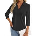 thumbnail image 2 of Fantaslook Womens Polo Shirts Business Casual 3/4 Sleeve Tops V Neck Dressy Work Blouses Office Clothes, 2 of 10