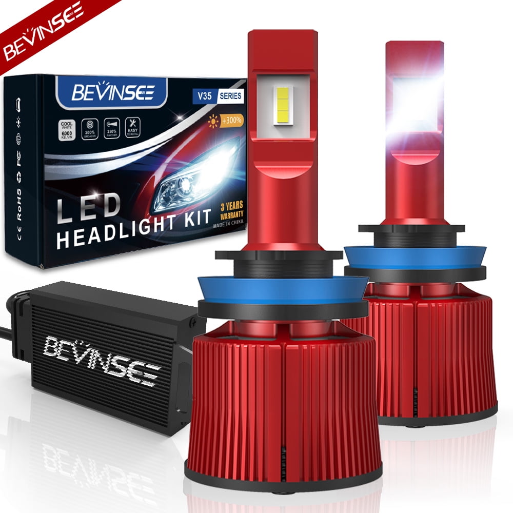 BEVINSEE H7 LED Headlight Bulbs with Adapter Socket
