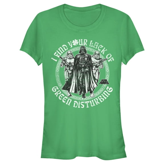 Junior's Star Wars St. Patrick's Day I Find Your Lack of Green Disturbing Graphic Tee Kelly Green Large