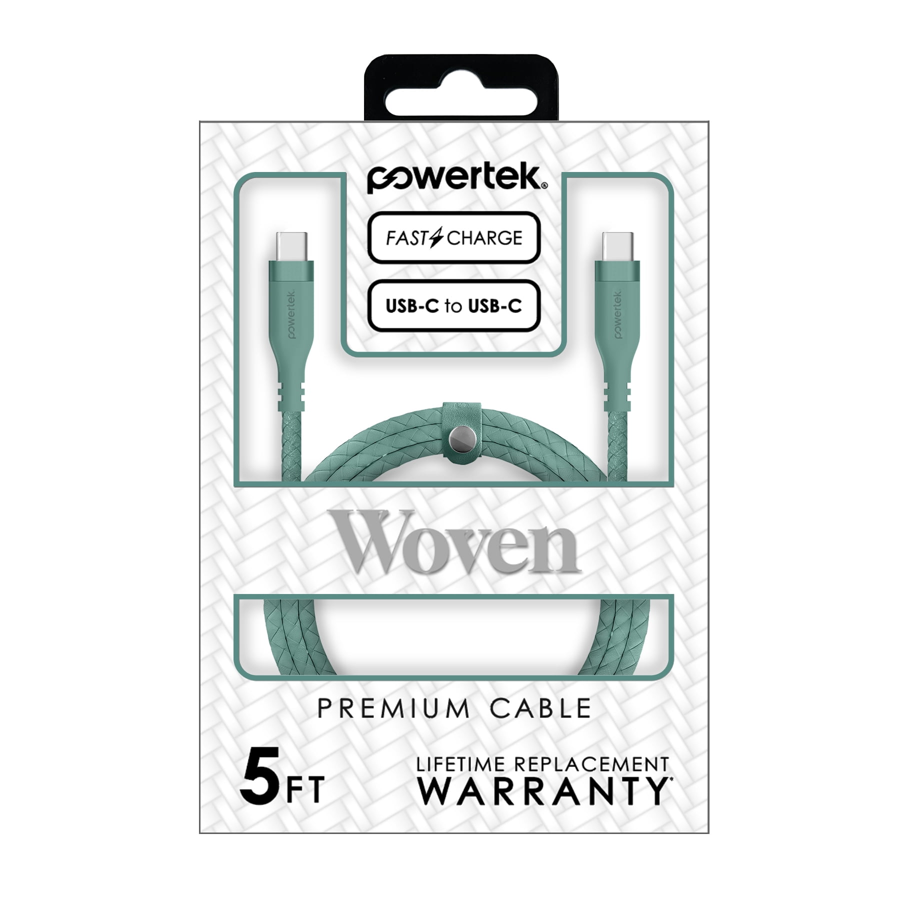 Liquipel Powertek USB-C to USB-C Woven Cable - Green