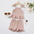 thumbnail image 4 of Godom Girls Outfit Summer Ruffle Sleeve Figure Graphic Tee Shirt Shorts Outfits Set Two Piece Suit, 4 of 7