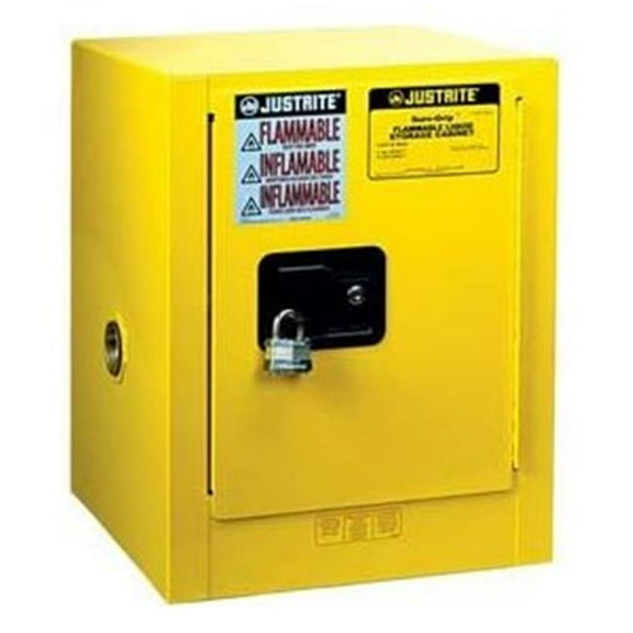 Justrite 890401 4 gallon Red Countertop Flammable Safety Cabinet, 1 Manual Close Door - Sure-Grip® EX - #890401