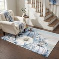 thumbnail image 3 of Coastal Fall Area Rugs 3'x5', Washable Small Throw Rugs for Living Room Bedroom, Thanksgiving Blue Pumpkins Coral Brown Wooden Indoor Outdoor Rug Non-Slip Low Pile Carpet Runner Reversible Floor Mats, 3 of 8